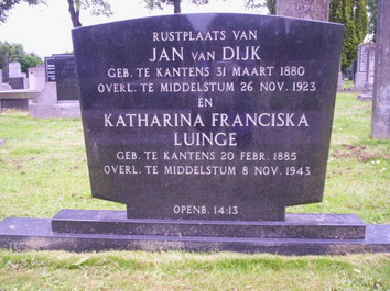 Grafsteen Jan van Dijk en Katharina Franciska Luinge (collectie Ben Wiltjer)